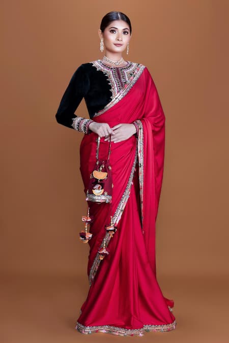 Neeta Lulla Anika Resham Border Embroidered Saree With Blouse 