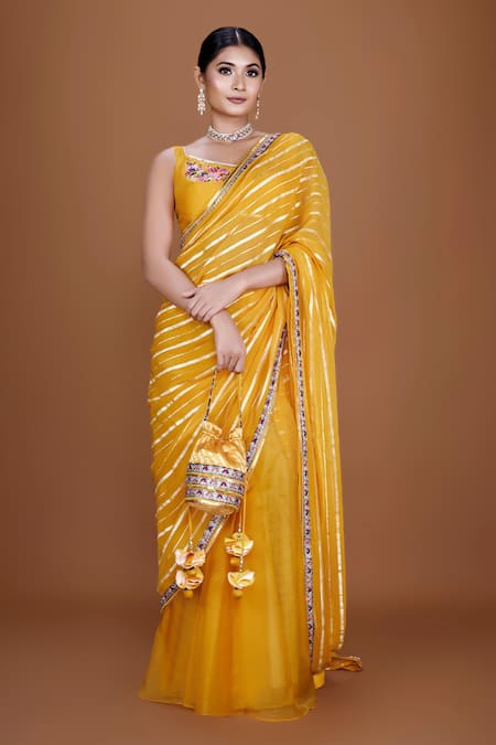 Neeta Lulla Urja Stripe Woven Saree With Blouse 