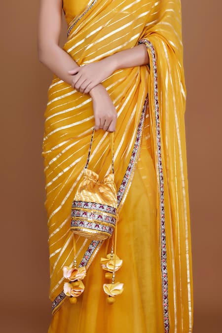 Neeta Lulla Yellow Organza, Georgette Sequins, Cut Work, Urja Stripe Woven Saree With Blouse Online at Aza Fashions Neeta Lulla_Yellow Organza, Georgette Sequins, Cut Work, Urja Stripe Woven Saree With Blouse _Online_at_Aza_Fashions