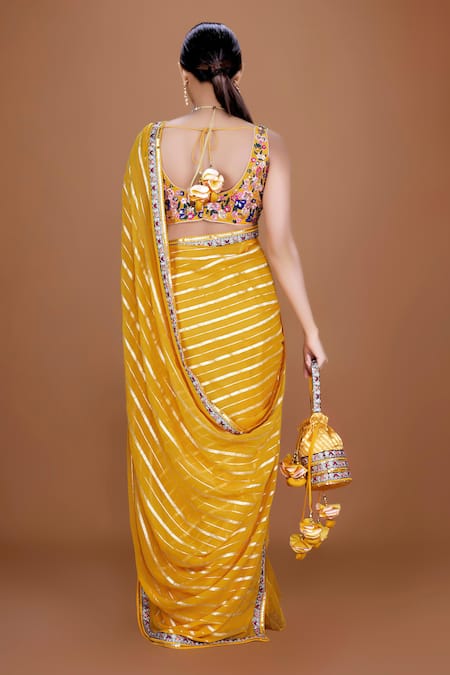 Neeta Lulla Urja Stripe Woven Saree With Blouse 