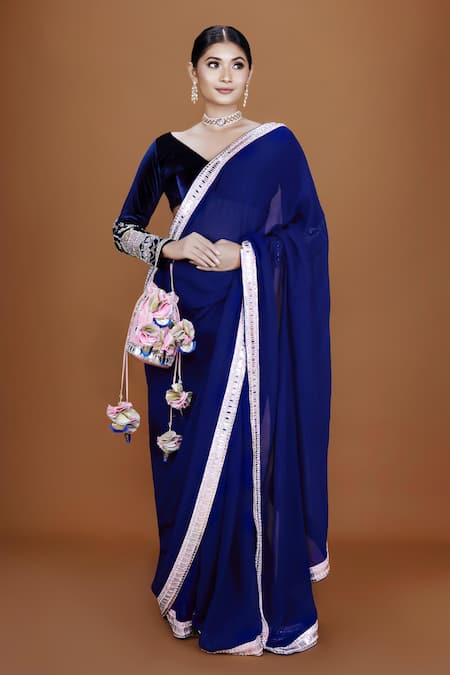 Neeta Lulla Raavee Mirror Border Embroidered Saree With Blouse 