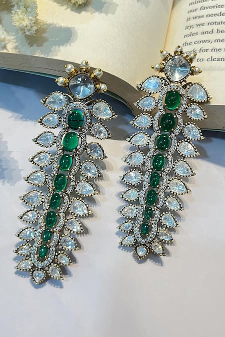 Prestones Kundan Studded Dangler Earrings 