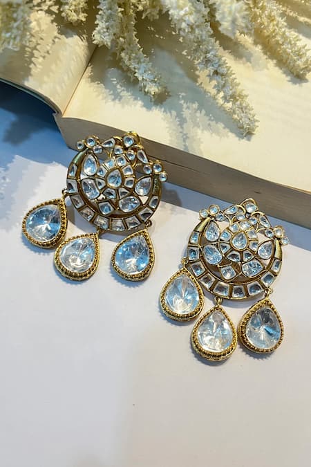 Prestones Kundan Studded Chandbali Studs 