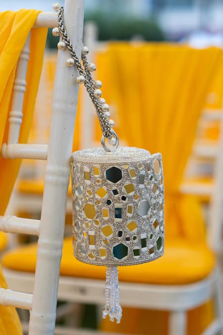 Shop_Nayaab By Sonia_Silver Mirrors, Zari Aynali Boshkeh Sheesha Embroidered Potli Bag _Online_at_Aza_Fashions