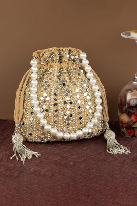 Nayaab by Sonia Noor Nama Mirror Embellished Potli Bag 