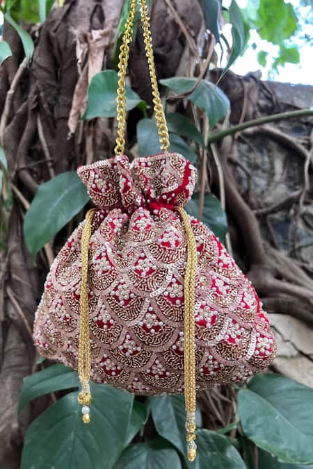 Nayaab by Sonia Vieira Scallop Grace Embellished Potli Bag 