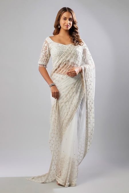 FATIZ Embroidered Saree With Blouse 