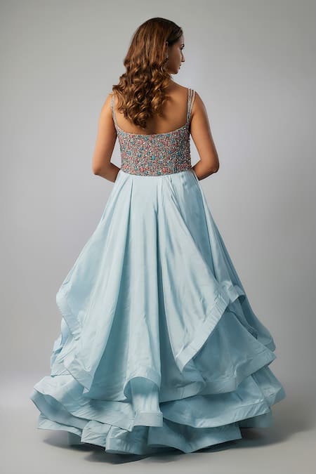 FATIZ Bead Embroidered Layered Gown 