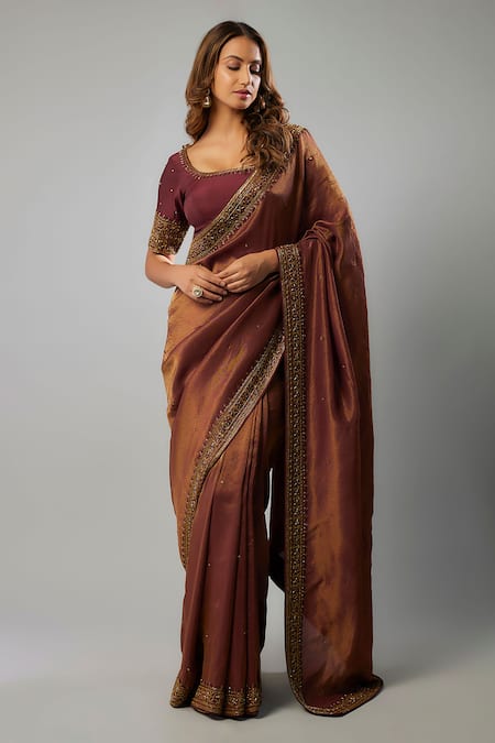 FATIZ Embroidered Saree With Blouse 