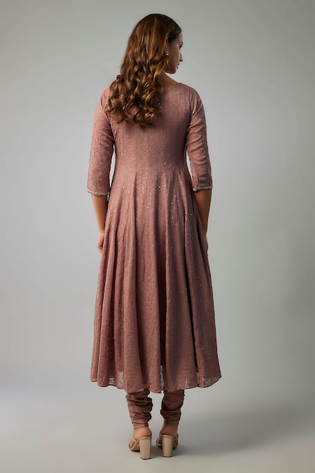 Shop_FATIZ_Purple Georgette, Lycra Sequins, And Glass Embroidered Anarkali Churidar Set _at_Aza_Fashions