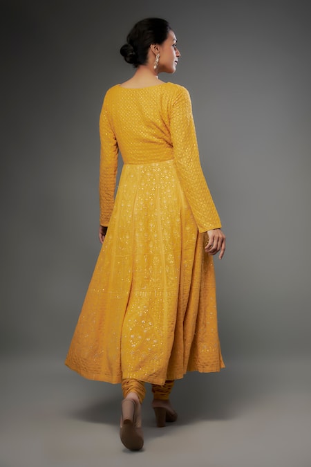 FATIZ Floral Sequin Embroidered Anarkali Set 