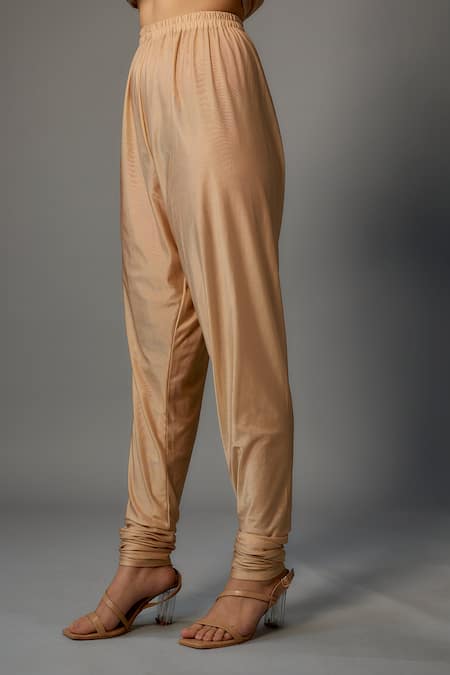 Buy_FATIZ_Gold Chiffon, Lycra, Silk Sequins, Beads Boat Neck Embroidered Anarkali Set _Online_at_Aza_Fashions