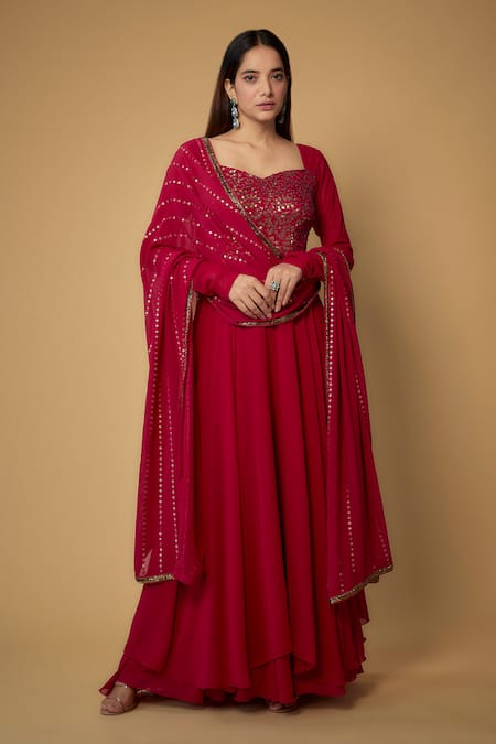 FATIZ Sequin & Thread Embroidered Anarkali Set 