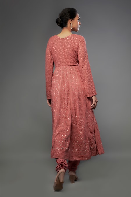 FATIZ Chikankari Embroidered Anarkali Set 