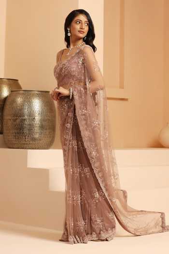 Buy Meenagurnam Rose Gold Net Cut Work, Sequins Flower Vine Embroidered Saree With Blouse Online at Aza Fashions Buy_Meenagurnam_Rose Gold Net Cut Work, Sequins Flower Vine Embroidered Saree With Blouse _Online_at_Aza_Fashions
