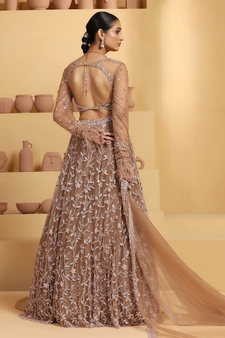 Meenagurnam Flower Hand Embellished Lehenga Set 