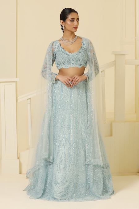 MeenaGurnam Glitter Sequin Embroidered Lehenga Set 