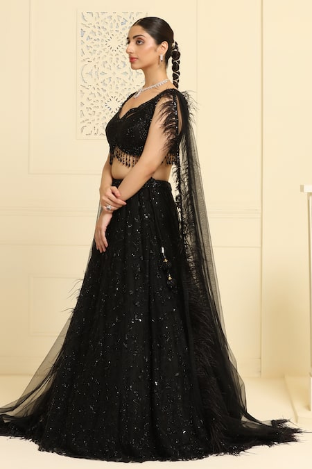 Buy Meenagurnam Black Net, Linen Embroidery, Sequins, Cut Work, Crystals Tonal Lehenga Set Online at Aza Fashions Buy_Meenagurnam_Black Net, Linen Embroidery, Sequins, Cut Work, Crystals Tonal Lehenga Set _Online_at_Aza_Fashions