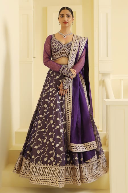 MeenaGurnam Zana Floral Vine Pattern Lehenga Set 