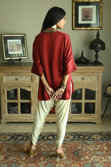 Shorshe Clothing Seher Placket Embroidered Kaftan & Tannu Pant Set 