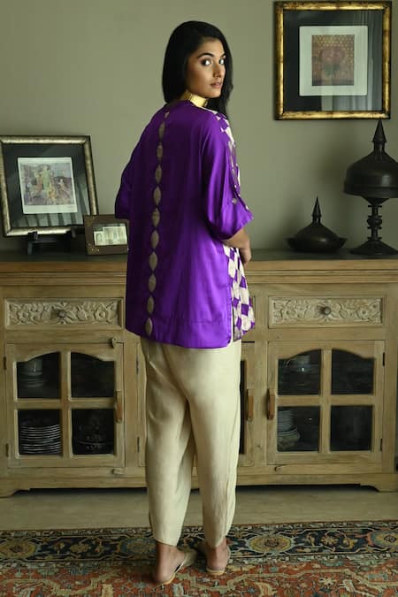 Shorshe Clothing Shahi Mughal Woven Kaftan & Nandini Dhoti Pant Set 