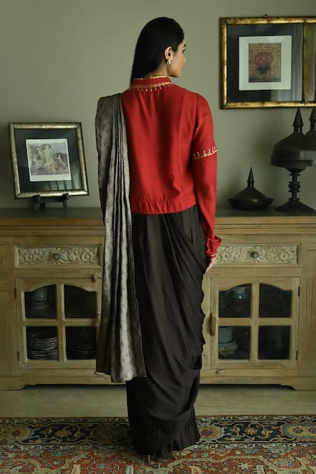 Shorshe Clothing Sashiko Gota Placket Embroidered Blouse 