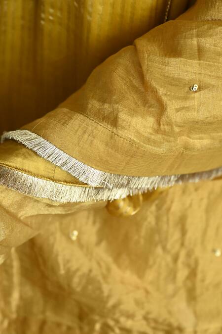 Buy_Shorshe Clothing_Gold Lace Detailed Dupatta _Online_at_Aza_Fashions