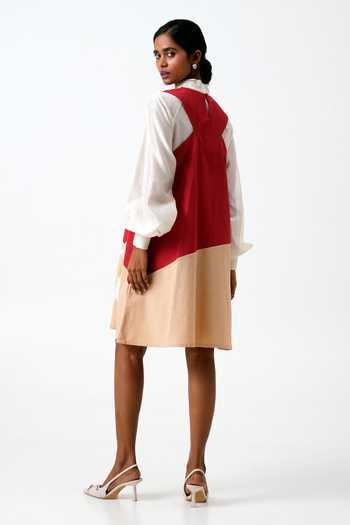 MADDER MUCH Madder Melody Embroidered A-Line Dress With Tie Up Shirt 