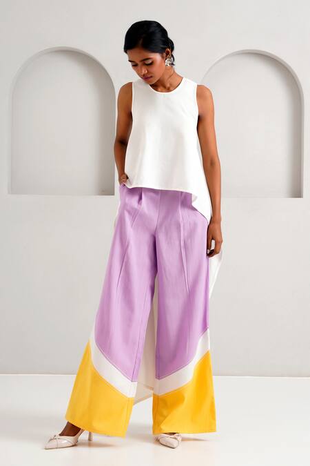 Shop_Madder Much_Purple Handloom Cotton Embroidery Rabi Troop Woven Pant _Online_at_Aza_Fashions