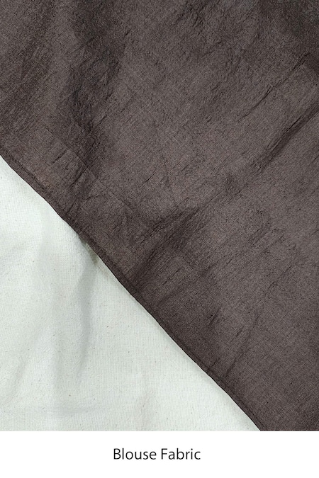 Bihart_Brown Silk Tassels Tarangini Woven Saree With Unstitched Blouse Piece _at_Aza_Fashions