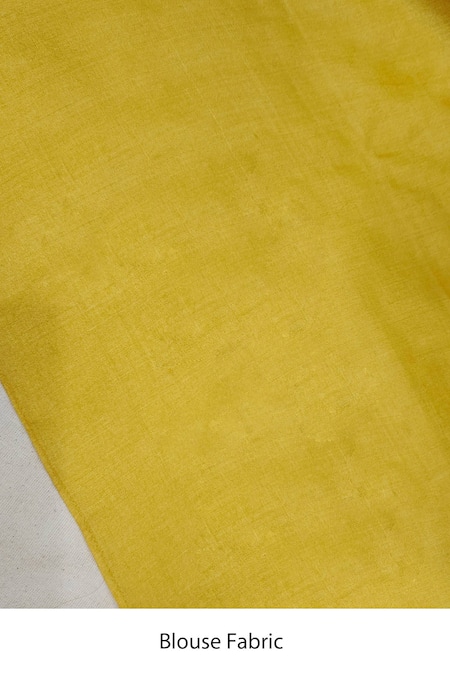 Bihart_Yellow Silk Tarangini Sujani Embroidered Saree With Unstitched Blouse Piece _Online_at_Aza_Fashions