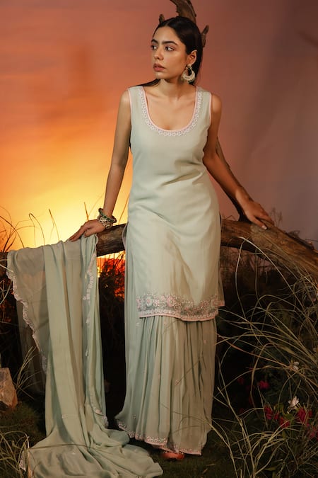 Ishram Couture Satya Floral Embroidered Kurta Skirt Set 