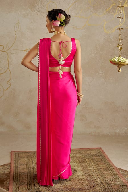 Chhavvi Aggarwal Pre-Draped Satin Saree With Blouse 