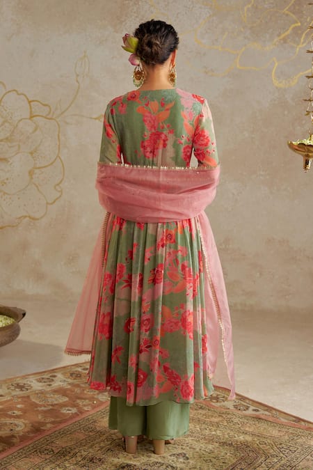 Chhavvi Aggarwal Rose Print & Embroidered Anarkali Set 