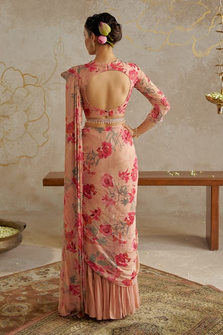 Chhavvi Aggarwal Rose Print Sharara Saree Set 