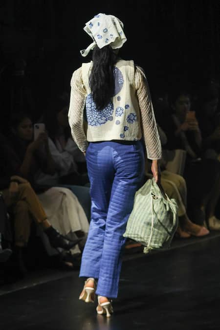 EK Katha Floral Patchwork Embroidered Vest & Pant Set 