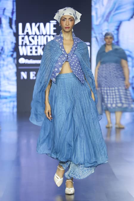 EK Katha Butterfly Batik Print Cape Blouse 