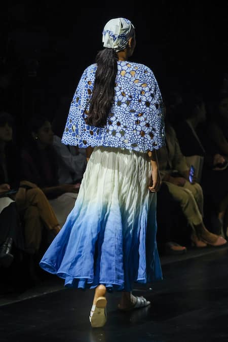 EK Katha Batik Print Cutwork Cape 