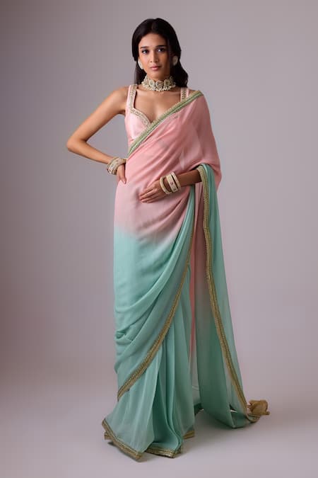 Nikasha Ombre Gota Embroidered Saree With Blouse 