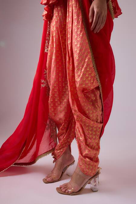 Buy Nikasha Pink Georgette, Silk, Crepe Gota Patti, Panelled Short Kurta Dhoti Salwar Set Online at Aza Fashions Buy_Nikasha_Pink Georgette, Silk, Crepe Gota Patti, Panelled Short Kurta Dhoti Salwar Set _Online_at_Aza_Fashions