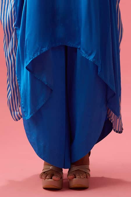 Nikasha Blue Modal, Silk Satin, Poplin Sequins Neckline Embroidered Kaftan With Pant Online at Aza Fashions Nikasha_Blue Modal, Silk Satin, Poplin Sequins Neckline Embroidered Kaftan With Pant _Online_at_Aza_Fashions