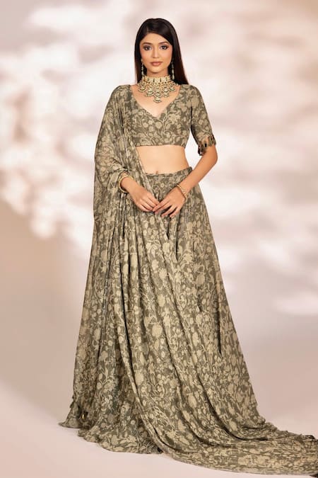 Kiyohra Mira Floral Vine Print Lehenga Set 