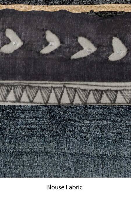 Buy Bihart Black Silk Sequins Ibadatgah Madhubani Saree With Unstitched Blouse Piece Online at Aza Fashions Buy_Bihart_Black Silk Sequins Ibadatgah Madhubani Saree With Unstitched Blouse Piece _Online_at_Aza_Fashions