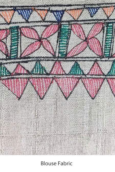 Buy_Bihart_Beige Silk Ibadatgah Hand Painted Saree With Unstitched Blouse Piece _Online_at_Aza_Fashions