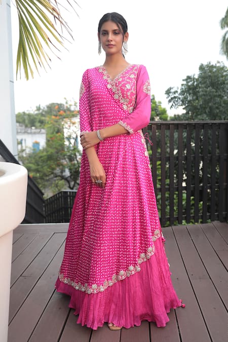 Bandhani Embroidered Anagarkha Anarkali 