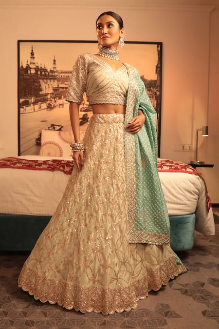 Bandhani Sequin Embroidered Lehenga Set 