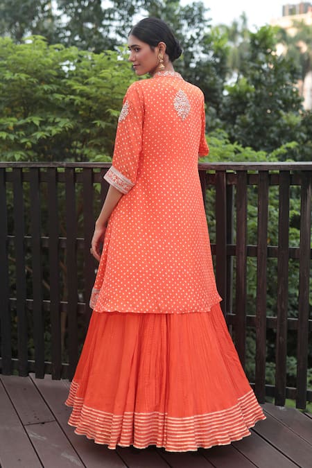 Bandhani Crushed Anarkali With Bhandhani Print Jacket 