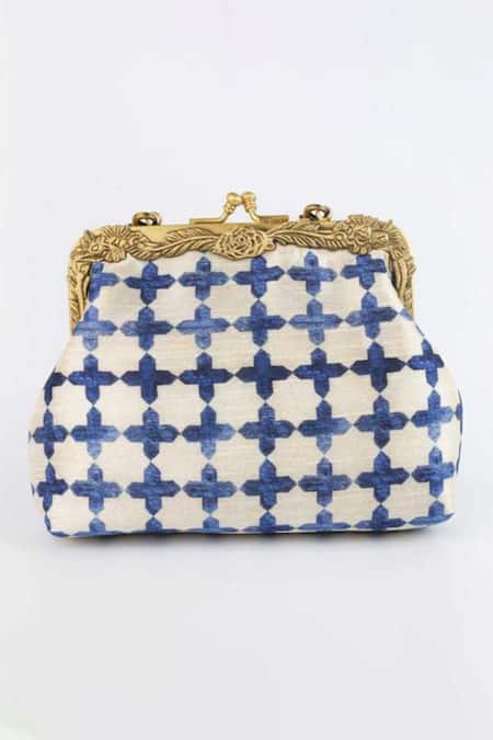 Vareli Bafna Jaali Floret Print Clutch 