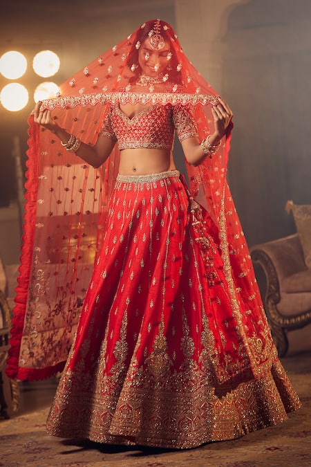 Azeera Zeenath Floral Embroidered Bridal Lehenga Set 