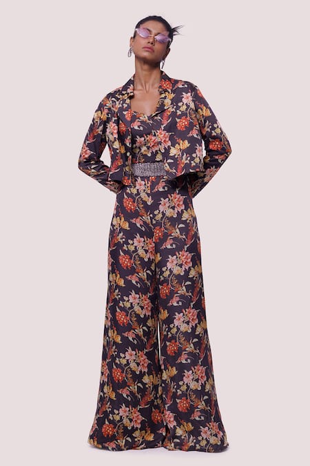 Onaya Floral Print Blazer Pant Set 